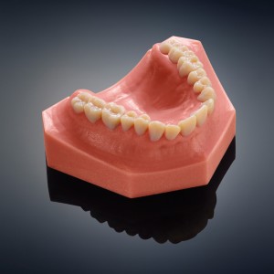 Le modèle dentaire représente fidèlement les dents et les gencives réalisées lors d'une même impression, avec la nouvelle imprimante 3D Objet260 Dental Selection de Stratasys